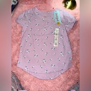 Cat & Jack Lavender Floral Short Sleeve Tee with Green Accents